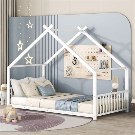 Twin/full Size Metal House Bed 4n 